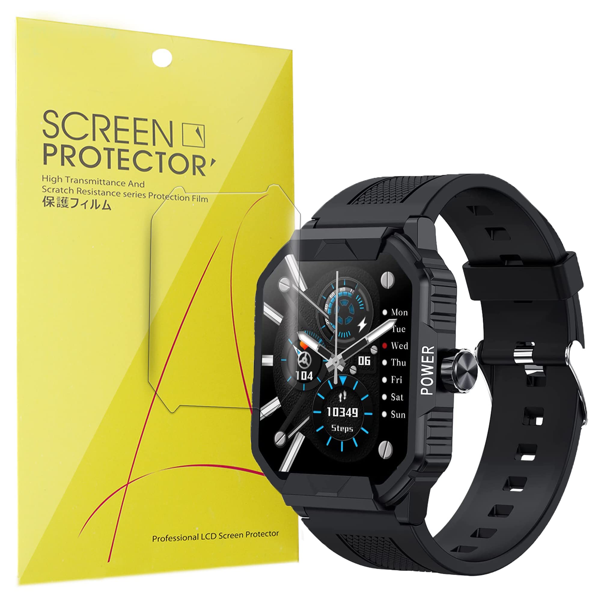 LamshawCompatible for Andfz FW06 Smart Watch Screen Protector, [6 Pack] Full Coverage TPU Clear Film Compatible for WM Welly Merck FW06 1.85" Full Screen Smart Watch / Andfz FW06 1.85'' Smart Watch (6 pack)