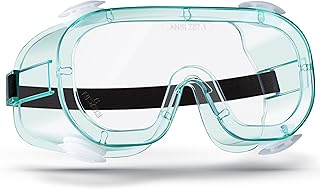 NoCry Protective Safety Lab Goggles Over Glasses with Anti-Fog Coating, Clear Scratch-Resistant Lenses, 100% UV Protection, Universal Fit, Vented, ANSI Z87.1 Rated Safety Goggles for Men and Women