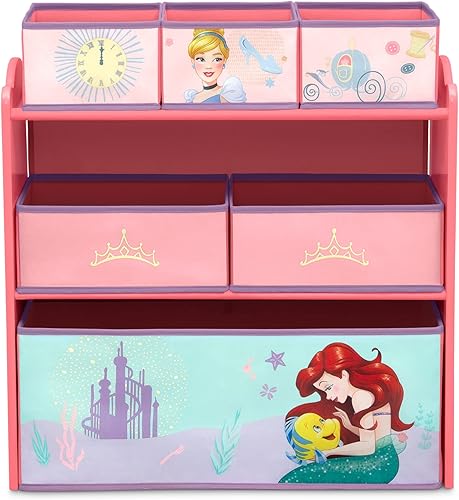 Miniatura 5 de Delta Children Design & Store Organizador de almacenamiento de juguetes de 6 compartimientos, Disney Princess