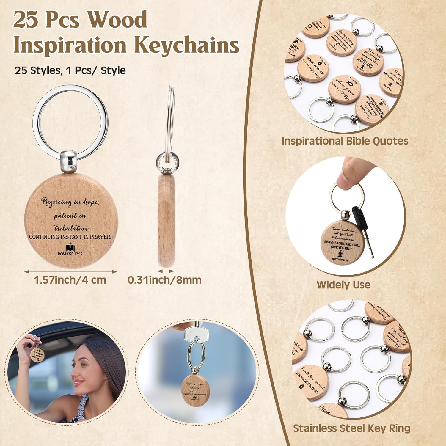 Feifeiya 25 Sets Christian Gifts Bulk for Men Bible Verse Pens Keychains Emergency Number Bookmarks Father's Day Religious Gift Party Favors for Father Pastor Church Baptism Sunday School(Mixed Color)