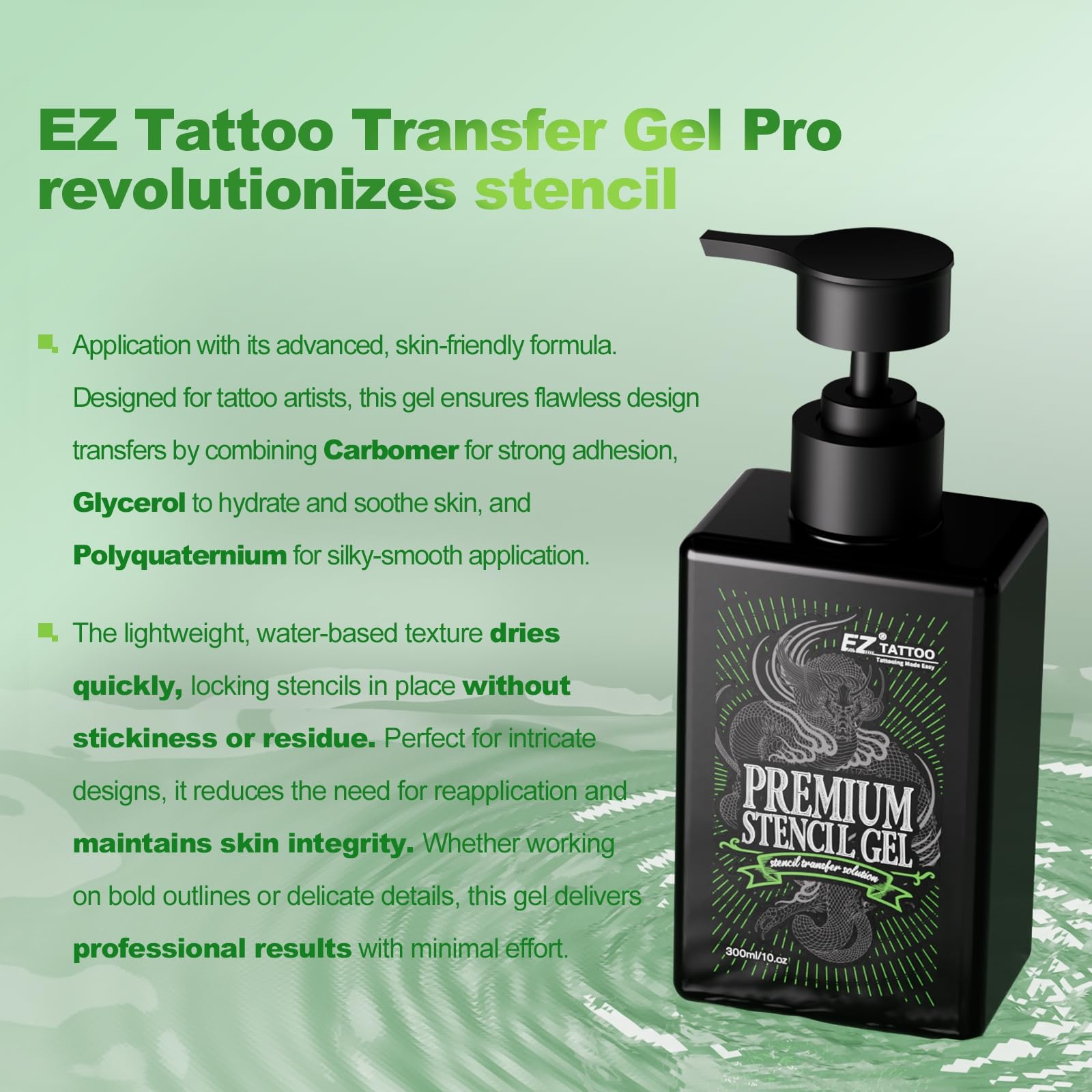 EZ Tattoo Stencil Gel, 10OZ Mild Skin-Friendly Transfer Gel, Tattoo Skin Solution - Image 2