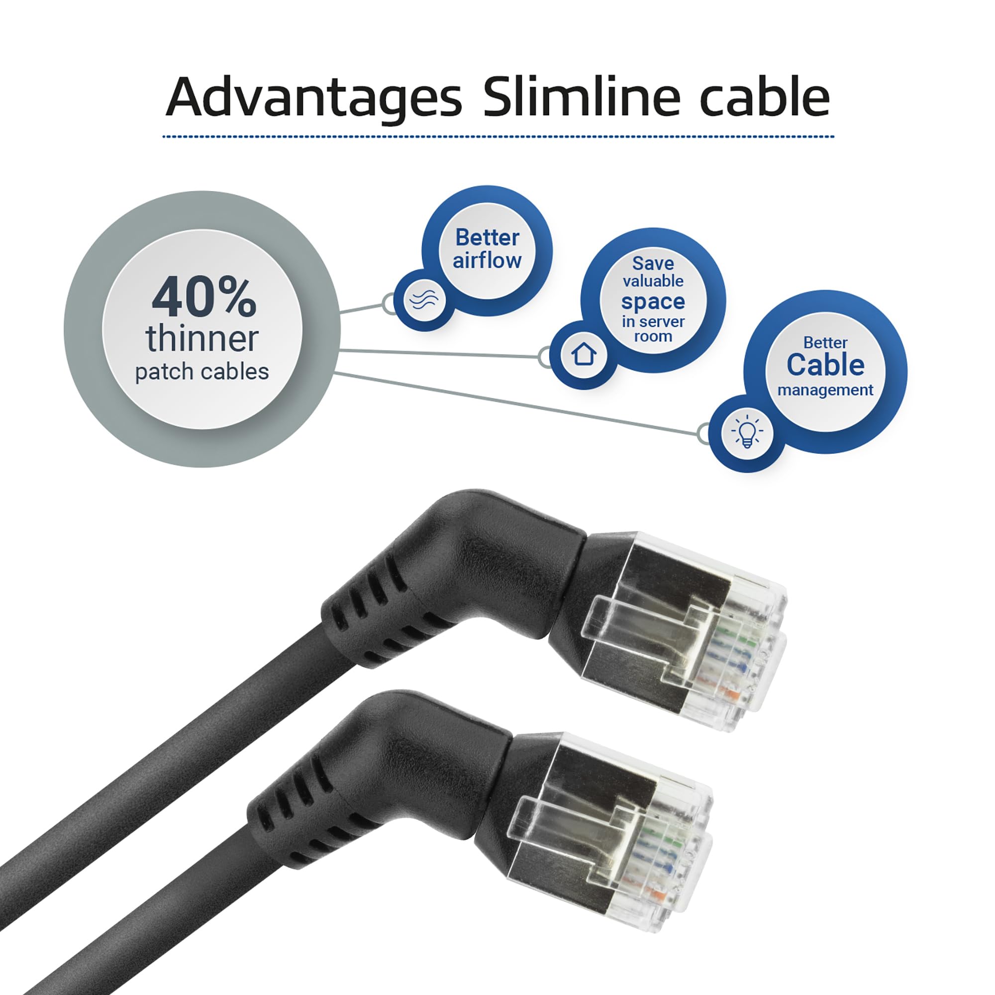 ACT CAT6A kabel U/FTP, kabel sieciowy obracany o 360 stopni, kabel LAN cienko wygięty, 2 m