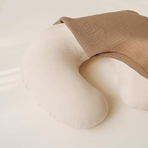 Miniatura 6 de Konssy Paquete de 2 fundas de almohada de muselina para lactancia, suaves y adorables fundas de lactancia para almohadas de lactancia, fundas