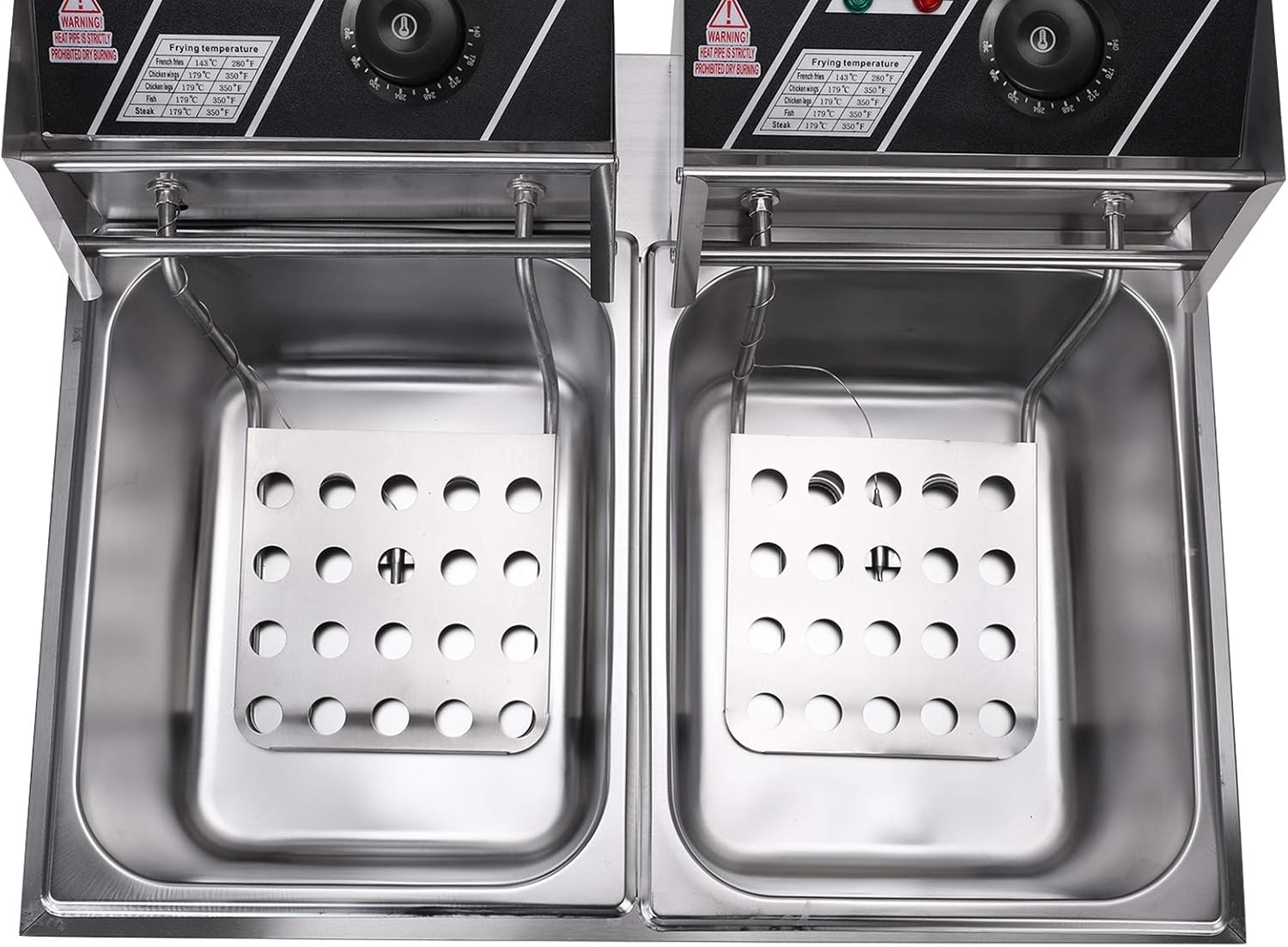 Commercial & Home Use Electric Turkey Deep Fryer Kit with Basket,5000W MAX 12.7QT Stainless Steel Double Tank French Fry Deep Fat Fryer For Restaurant, Kitchen (Double-Tank)