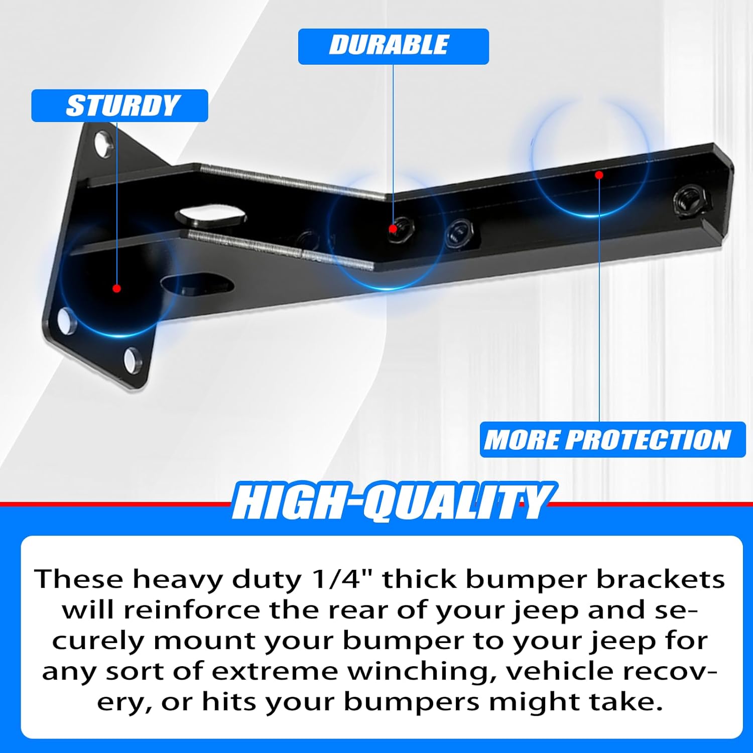 2Pcs Rear Bumper Brackets Support Compatible with 1986-2001 Jeep Cherokee XJ Black Alloy Steel