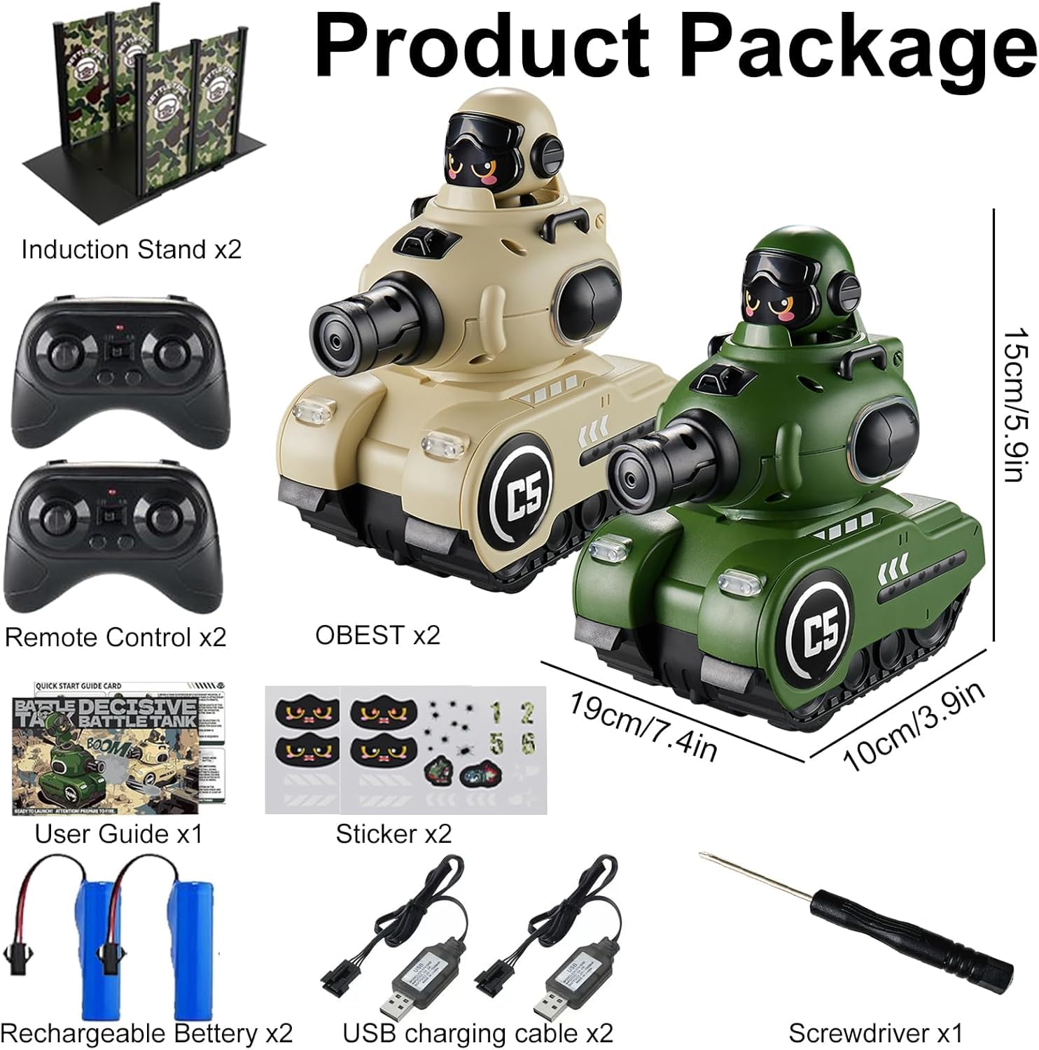 2 Piezas Teledirigido Tanques de Combate, Muñeca Eyección Coche Juguete | 2.4 GHZ Control Remoto de Infrarrojo Tanques Combate con Luz Led y Música, RC Batalla Carro Cisterna para 6+ Años Niños/Niñas