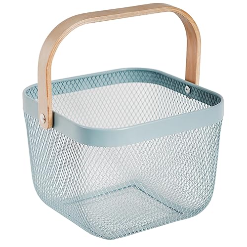 Metal Mesh Steel Harvest Basket, Square Wire Garden Basket with