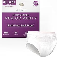 AZAH Disposable Period Panties For Women (XL-XXL Pack of 10) | Leak Proof Disposable Panties After Delivery | 360° Coverage | Heavy Flow | Overnight Protection | Rash Free Period Panty