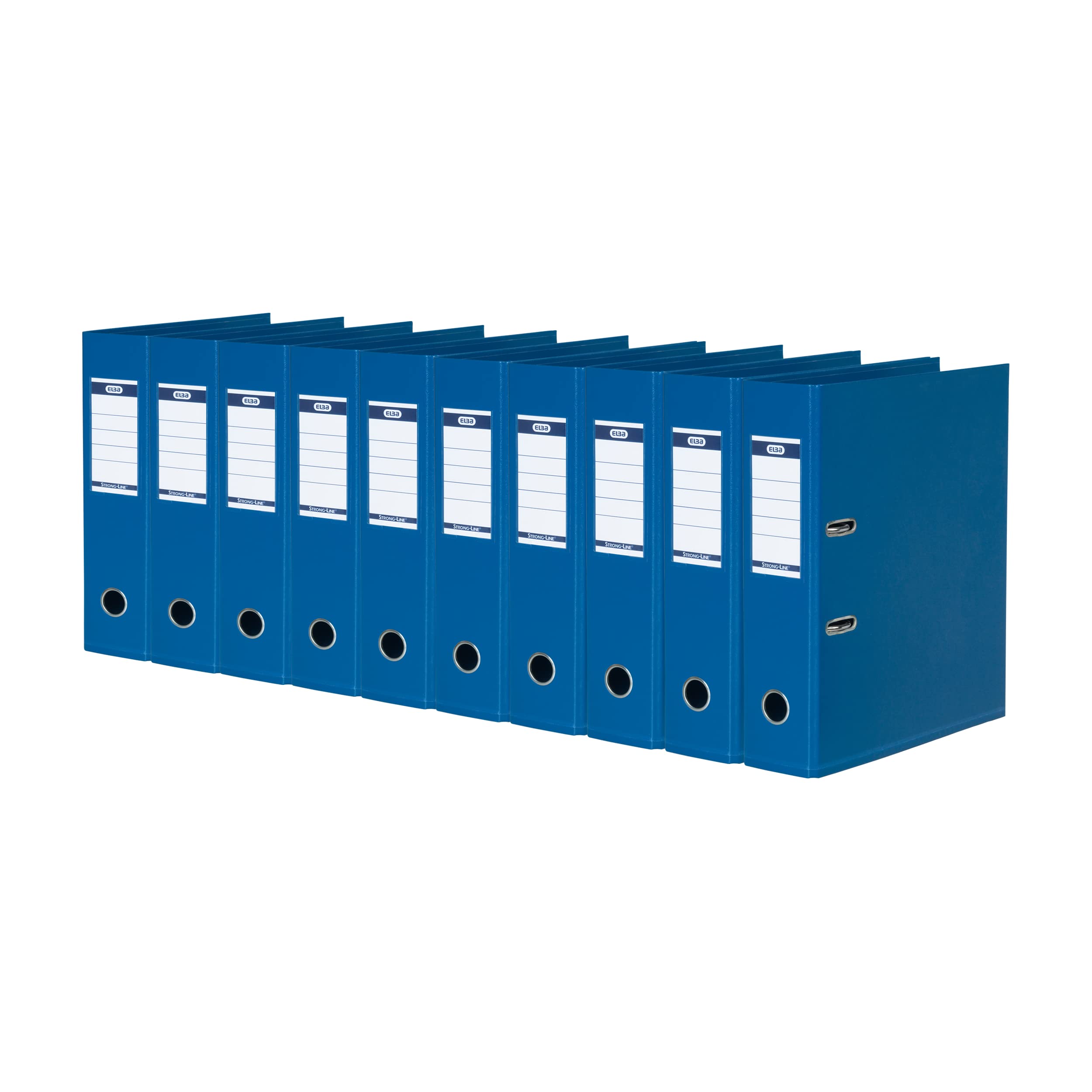 Elba 100400534 raccoglitore ad anelli STRONG-Line DIN A4 Doppia Protezione Bordi, larghezza 8 cm Blu, 10 Pezzi
