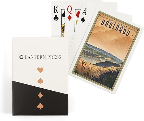 Lantern Press Badlands, Dakota del Norte, Litograph National Park Series (52 cartas de juego, baraja de cartas de tamaño póquer con comodines)