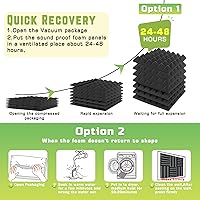 Vista 4 de Paquete de 56 paneles de espuma acústica, 12 x 12 x 2 pulgadas, paneles de espuma a prueba de sonido para paredes, pirámide, insonorización, espuma