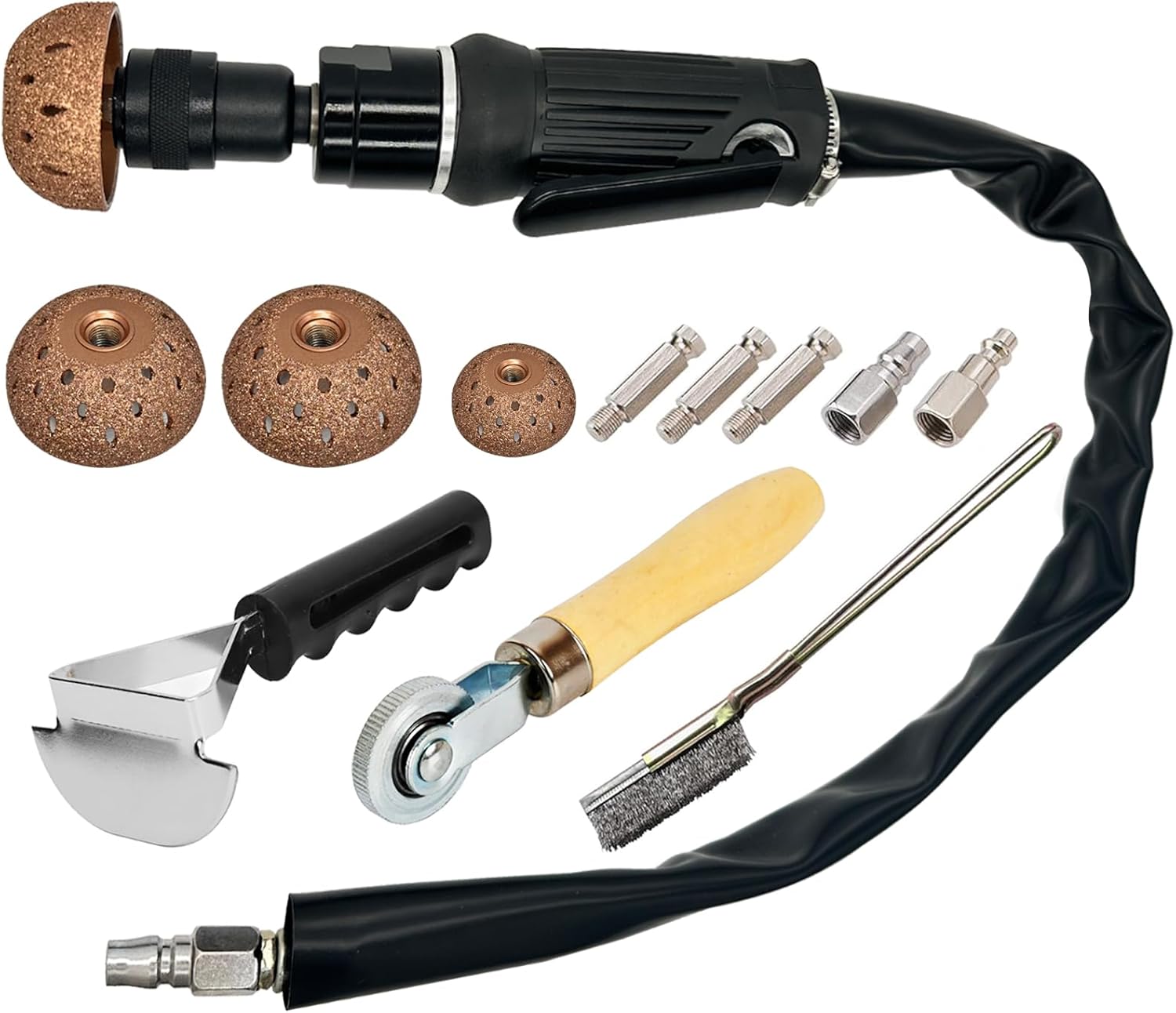 Air Tire Repair and Polish Patch Kit with 2500 RPM tire Buffer, Inner Liner Scraper, Patch Roller, and Durable Buffing Wheel for Tire Maintenanc