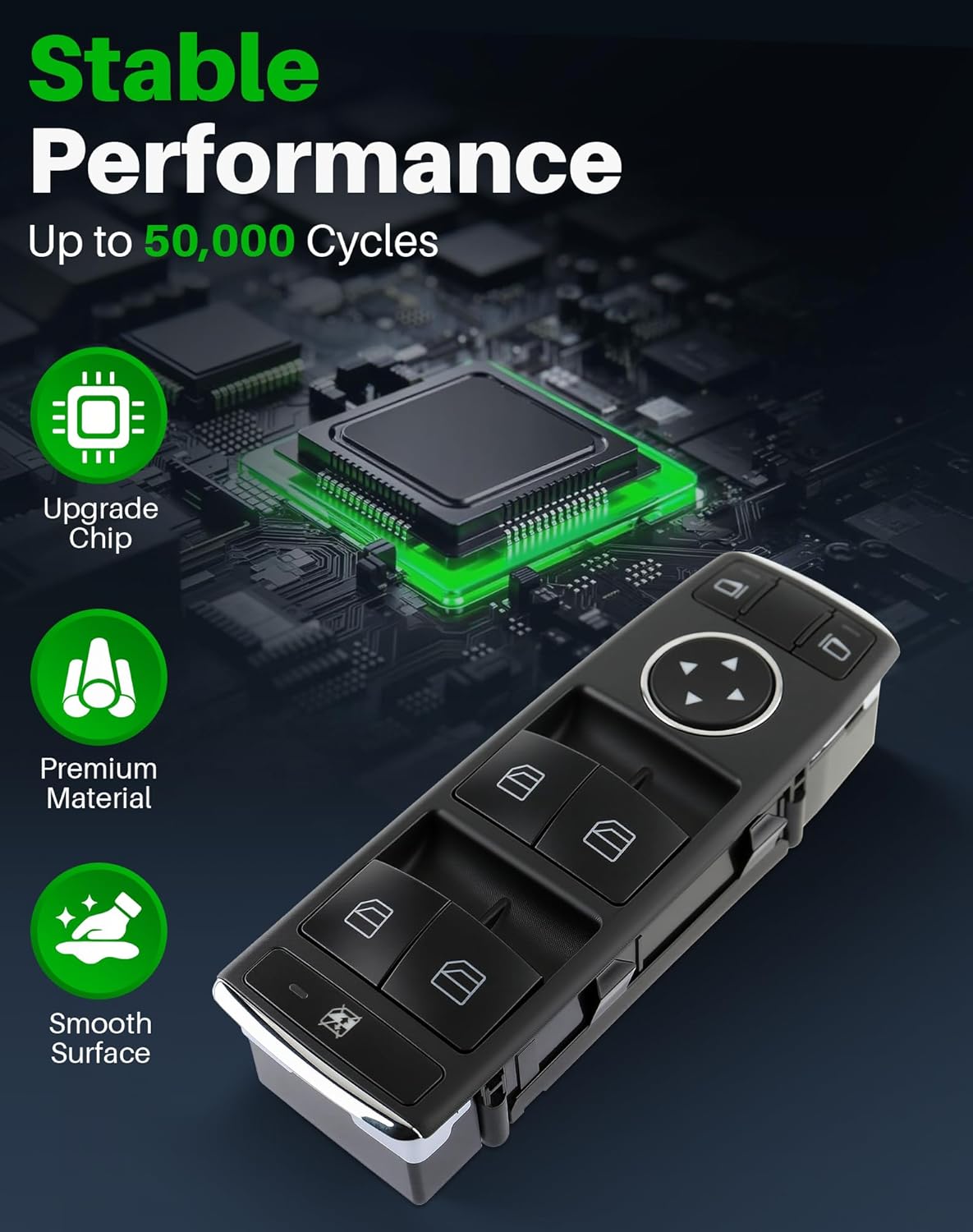 Power Window Switch Fits for Mercedes-Benz B250, CLA250, CLA45 AMG, ML350, GLA45 AMG, GLA250, GL350, GLE350 (2013-2017), Left Driver Side, Replaces 1669054300, 2929054900, A1669054300