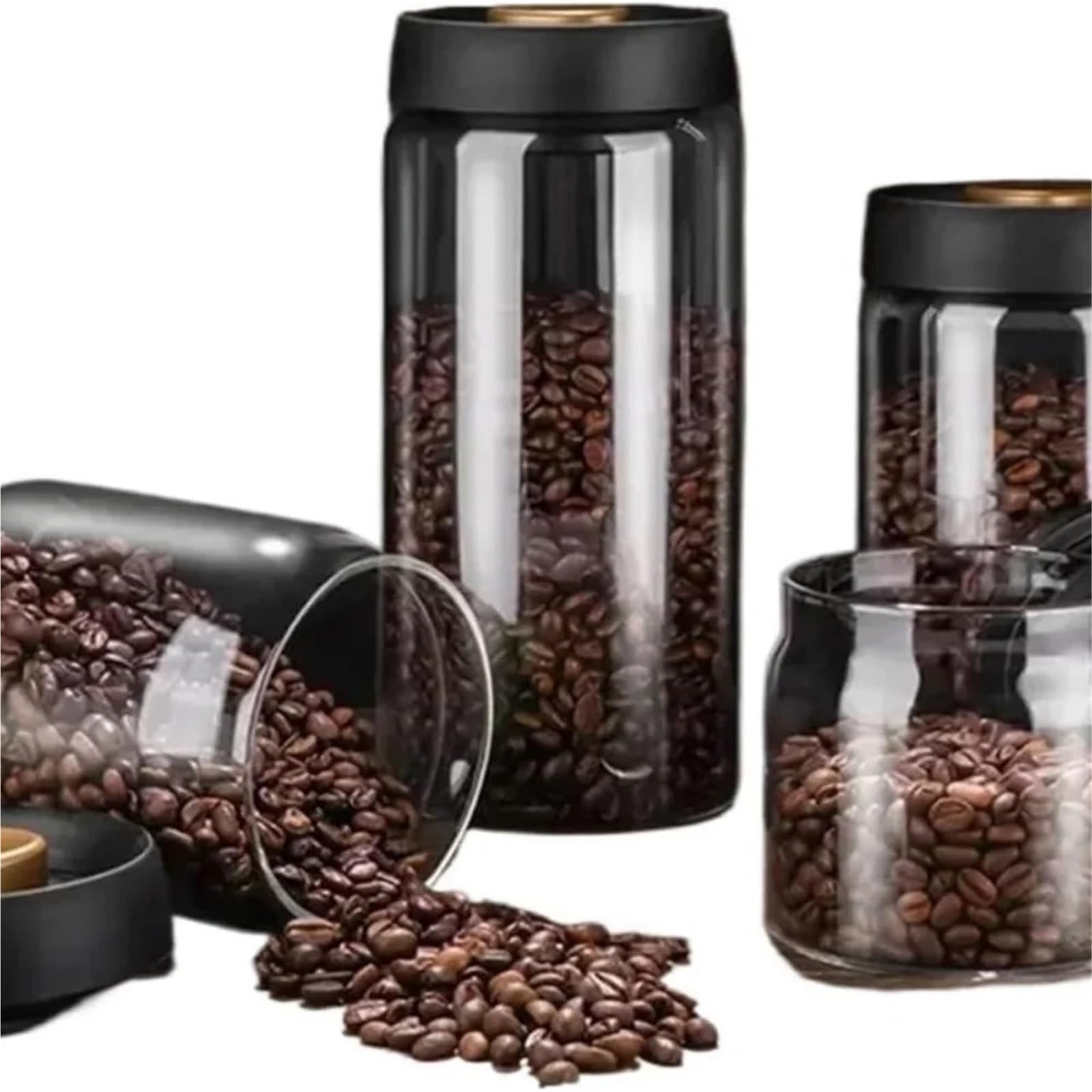 Kaffeebohne Vakuumversiegelter Tank Transparentes Glas Lebensmittelvorratsglas Haushaltsfeuchtigkeitsbeständiger Luftextraktions-Luftdichter Behälter für Lebensmittel Konservierung(1800ml)