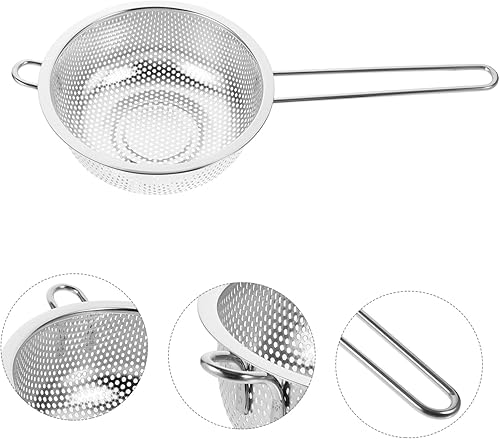 Miniatura 5 de Housoutil Cesta de drenaje de acero inoxidable Colador de metal Cestas de colador de acero inoxidable con mango Cuenca de drenaje de frutas Colador