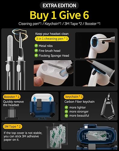 Miniatura 7 de Compatible con AirPods de 4ª generación, Funda Magnética con Bloqueo Automático, Soporte para Teléfono y Kit de Limpieza, Compatible con Funda