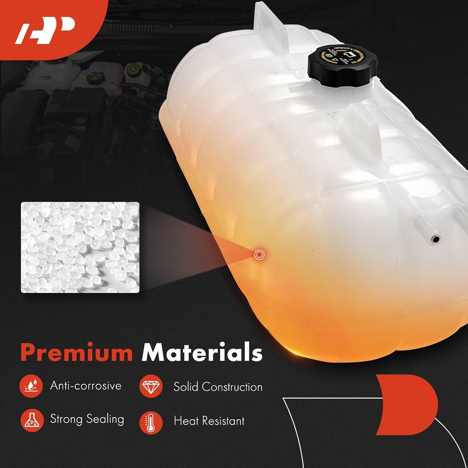 A-Premium Engine Coolant Overflow Recovery Reservoir Tank [with Cap] Compatible with Freightliner Century Class 2001-2007, Columbia 2001-2007, DIESEL, Truck - Front Side