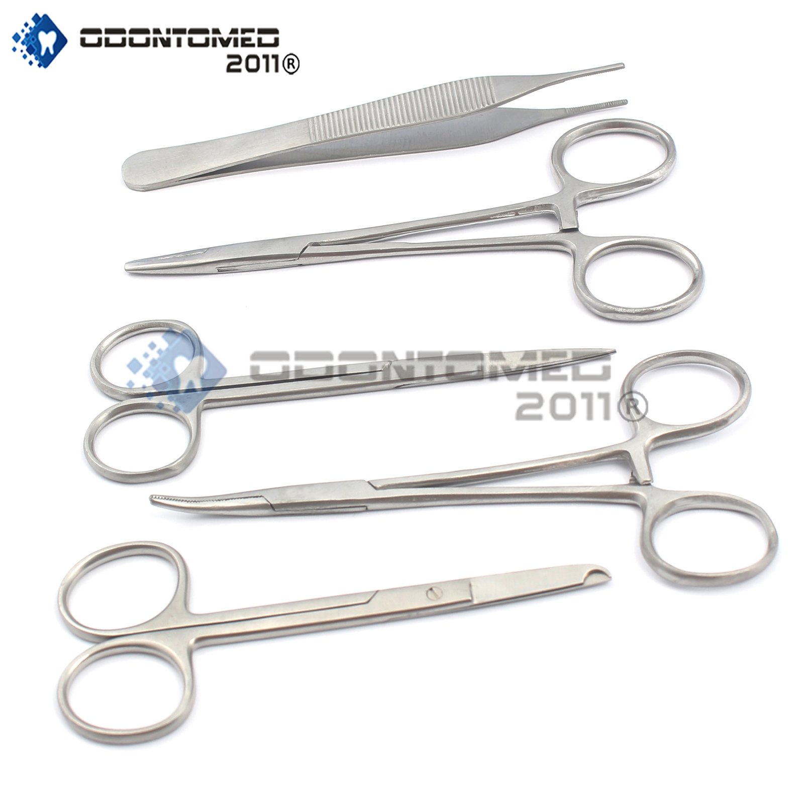 OdontoMed2011 5 Pieces Scissors Forceps 'Hemostats Needle Holders Set
