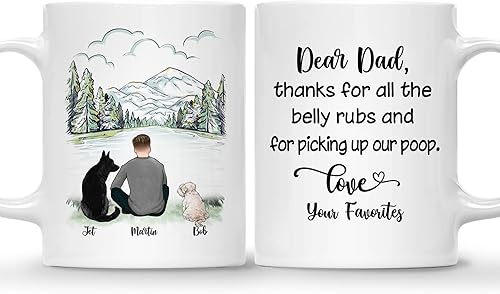 Vista 16 de GOSSBY Taza personalizada (2 perros), taza personalizada para papá y perro, regalo para los amantes de los perros, taza de café del padre del perro