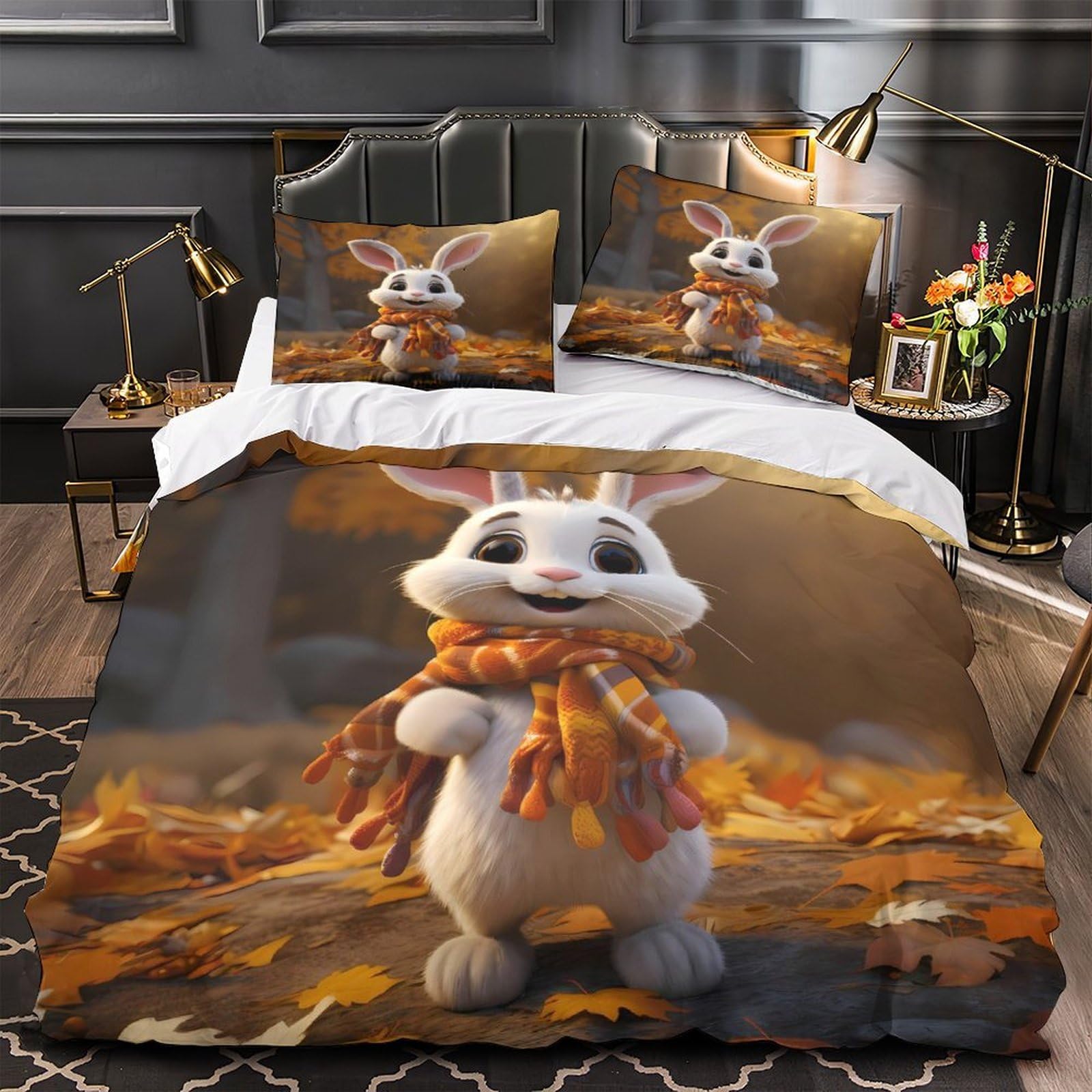 Parure de lit ours mignons 3D hypoallergénique avec fermeture éclair King