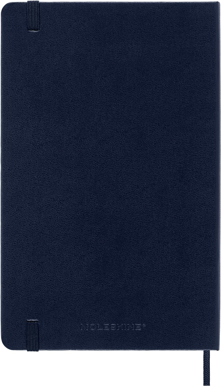 Moleskine Daily Planner, Agenda Diaria 12 Meses 2025, Tapa Dura y Cierre Elástico, Color Azul Zafiro, Formato Grande 13x21 cm