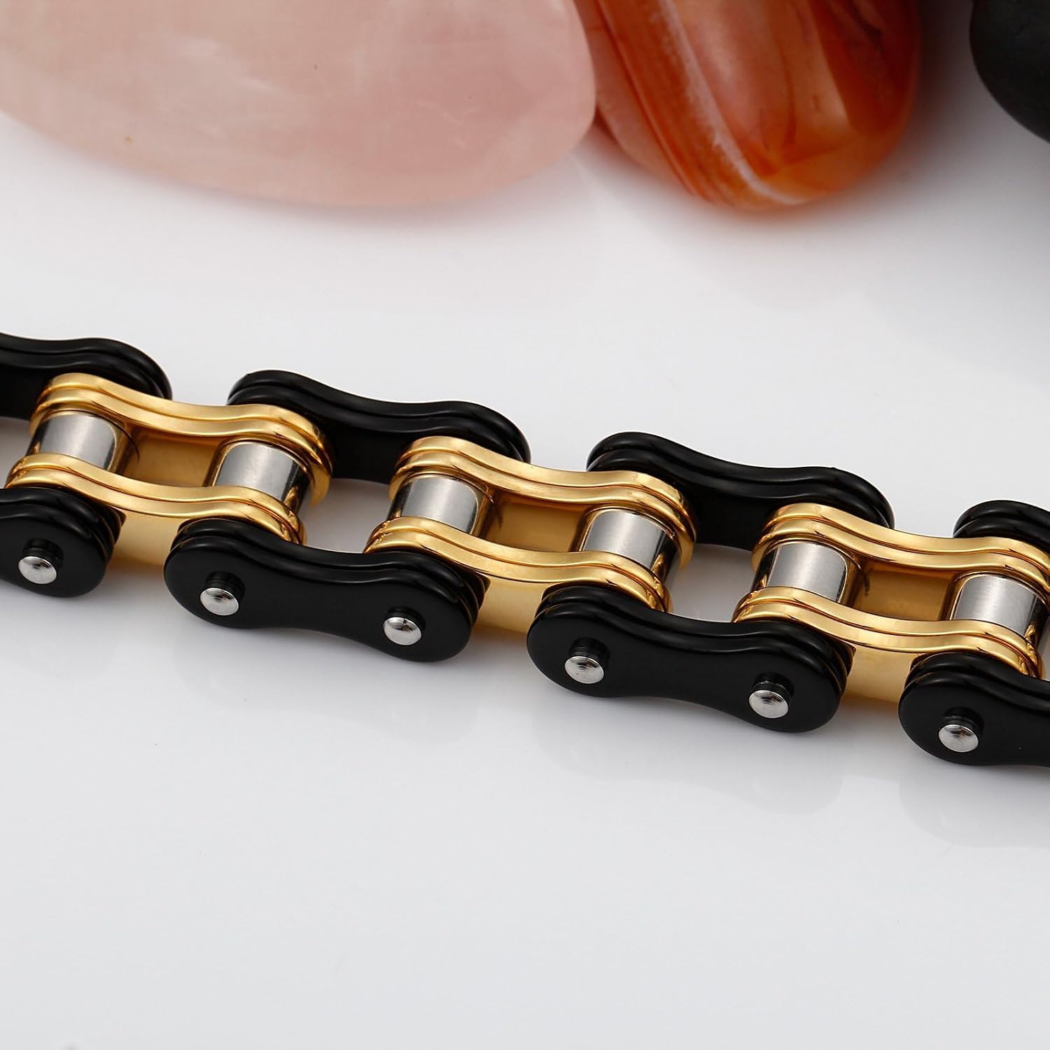 XKCL Mens Bracelet, Motorcycle Bicycle Stainless Steel Chain Bracelet - Personalized Chain Bracelet for Men