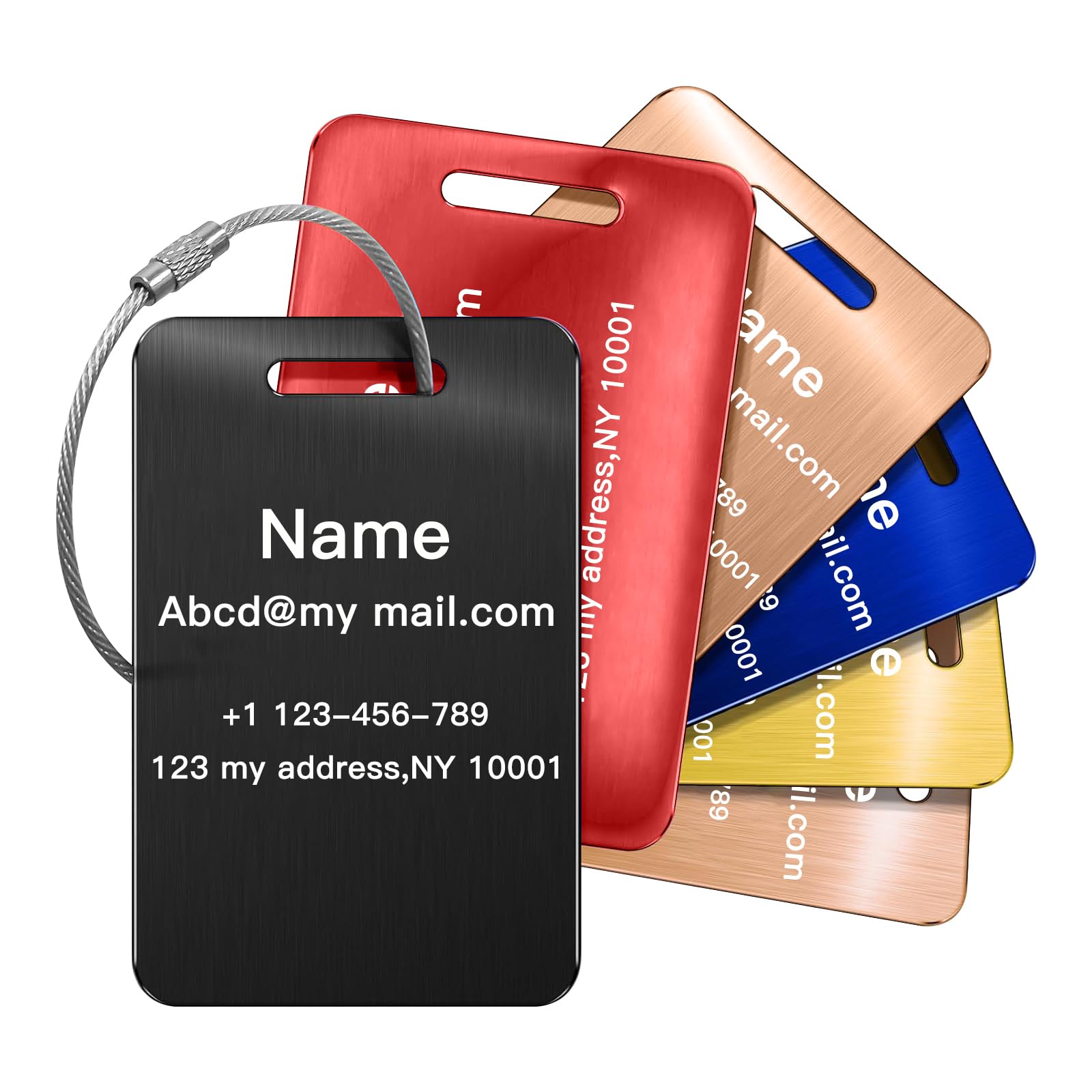 Personalized Stainless Steel Luggage Tags for Suitcases Custom Name ID Travel Tags for Luggage, Backpacks and Bags Accessories for Kids, Women and Men(1-Stainless Steel-Coloful)