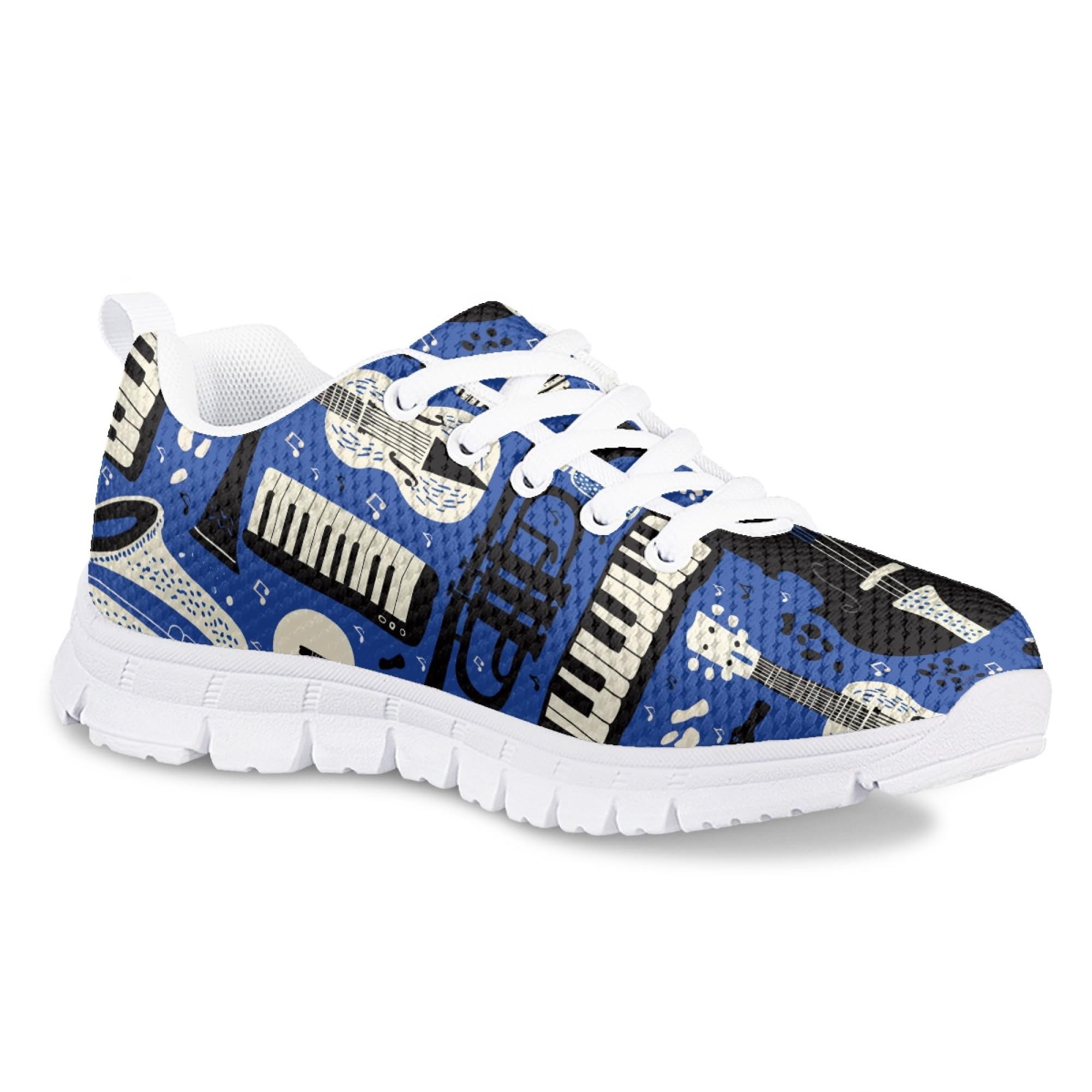 Dellukee Boys Girls Running Shoes Fashion Sneakers Kids Youth Breathable Lightweight Athletic Lace Up Walking Shoes