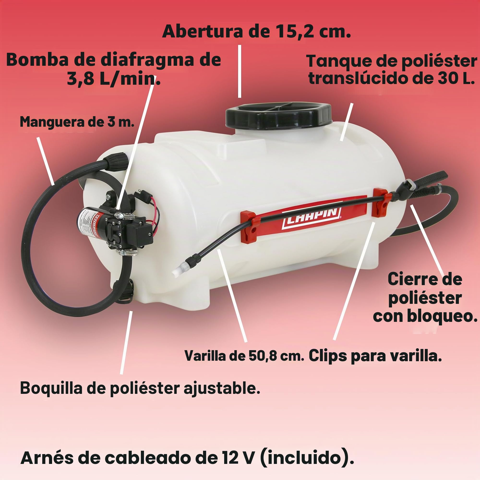97084: Pulverizador de Tanque Multiusos ATV de 8 galones con conexión de 12 V para césped y jardín, Granja y Tierra, Fertilizantes, pesticidas, herbicidas, se Adapta a carritos de jardín, ATV y UTV,