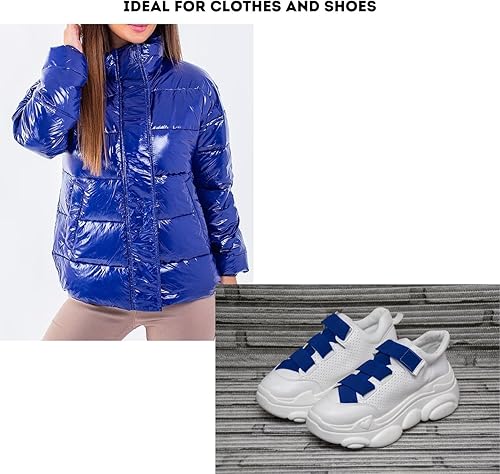 Miniatura 5 de Cinta de gancho y bucle de 1 pulgada de ancho, color azul real, no adhesiva, 1 yarda de longitud, cinta de nailon azul, juego de sujetadores de tela