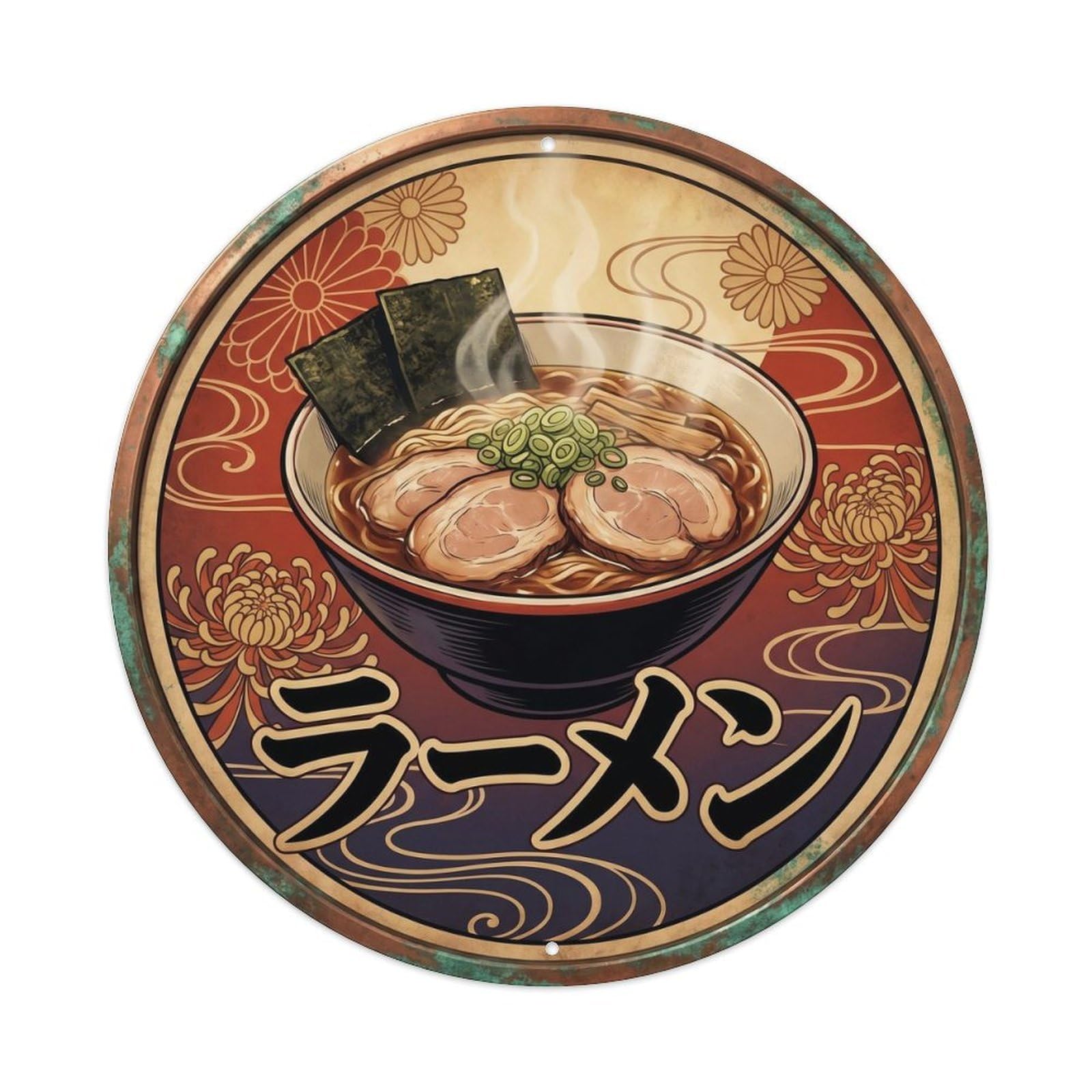 Cxhjca 8X8inch(20X20cm) Ramen Japanese Restaurant Kitchen Nostalgic Cuisine Metal Tin Sign