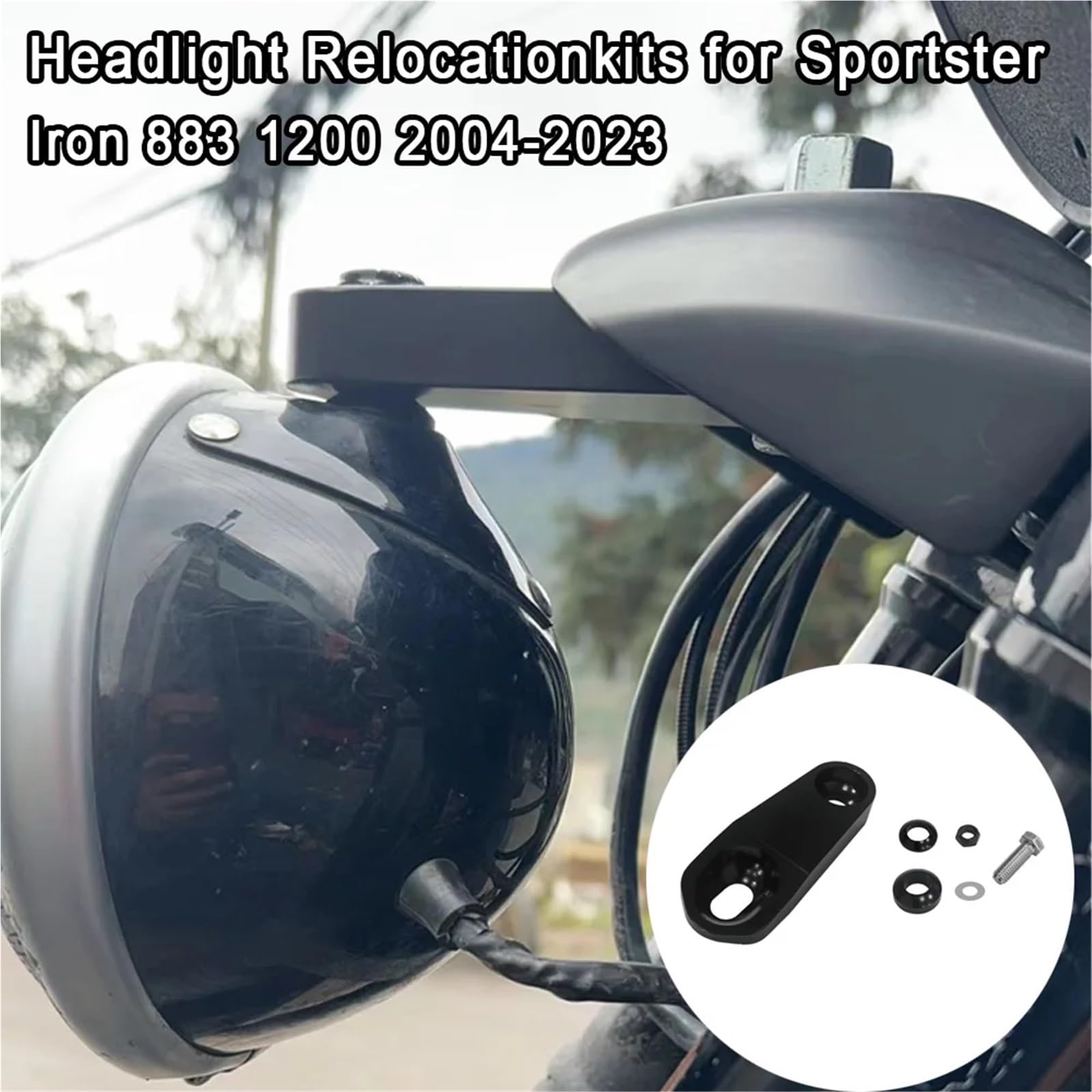 uchwyt montażu na lampie motocyklowej Zestawy do relokacji regulowanych uchwytów reflektorów pasujące do Low Rider S 06-17 pasujące do Sportster Iron 883 1200 04-23(XL-B)