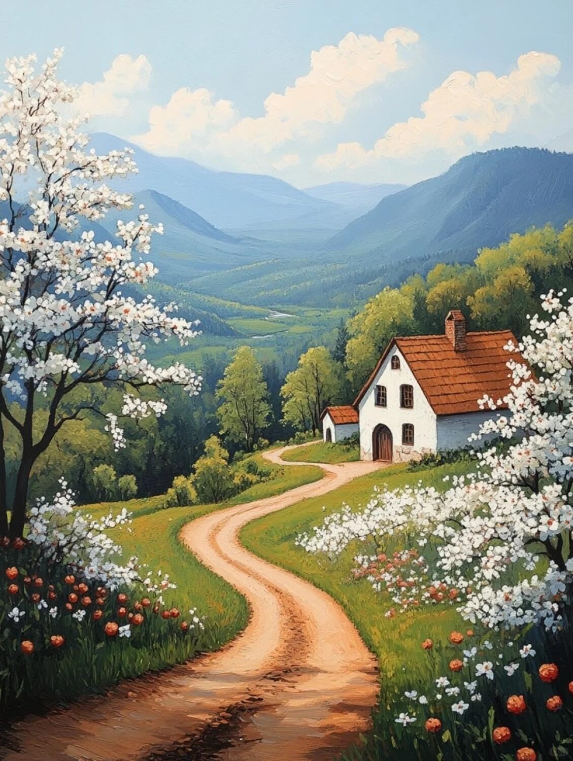 Rqwybcaxn Bead Embroidery Kits Rural Oil Paintings 40x50cm