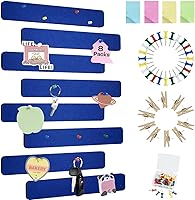 Vista 32 de Vuzvuv 8 tiras de barra para tablón de anuncios con 50 alfileres y 10 pines de clip de madera, tablero de corcho autoadhesivo para pared, tablero