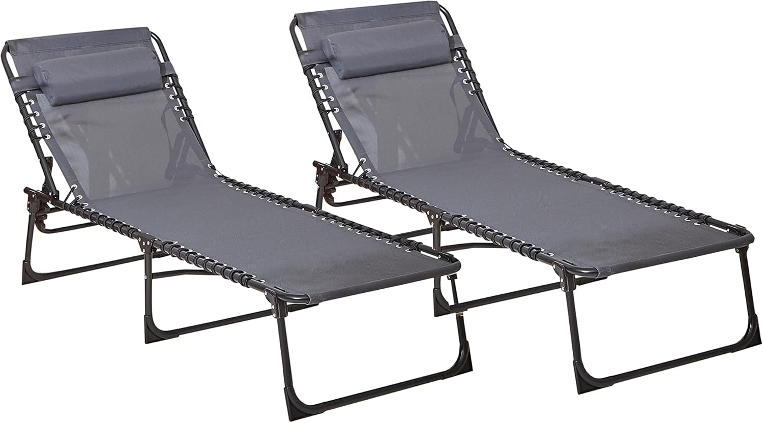 Neo Pair of Outdoor Portable Lightweight Sun Lounger Sunbed Folding