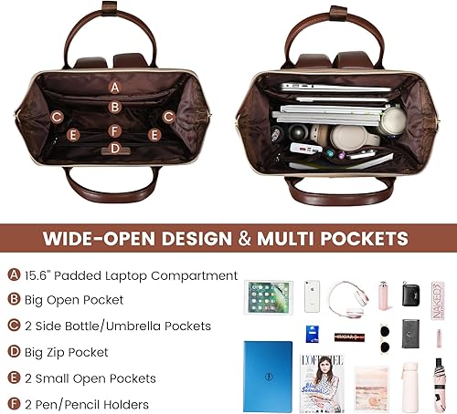 Miniatura 177 de LOVEVOOK Mochila para laptop para mujer, mochila para mujer a la moda, Negro, 15.6 pulgadas