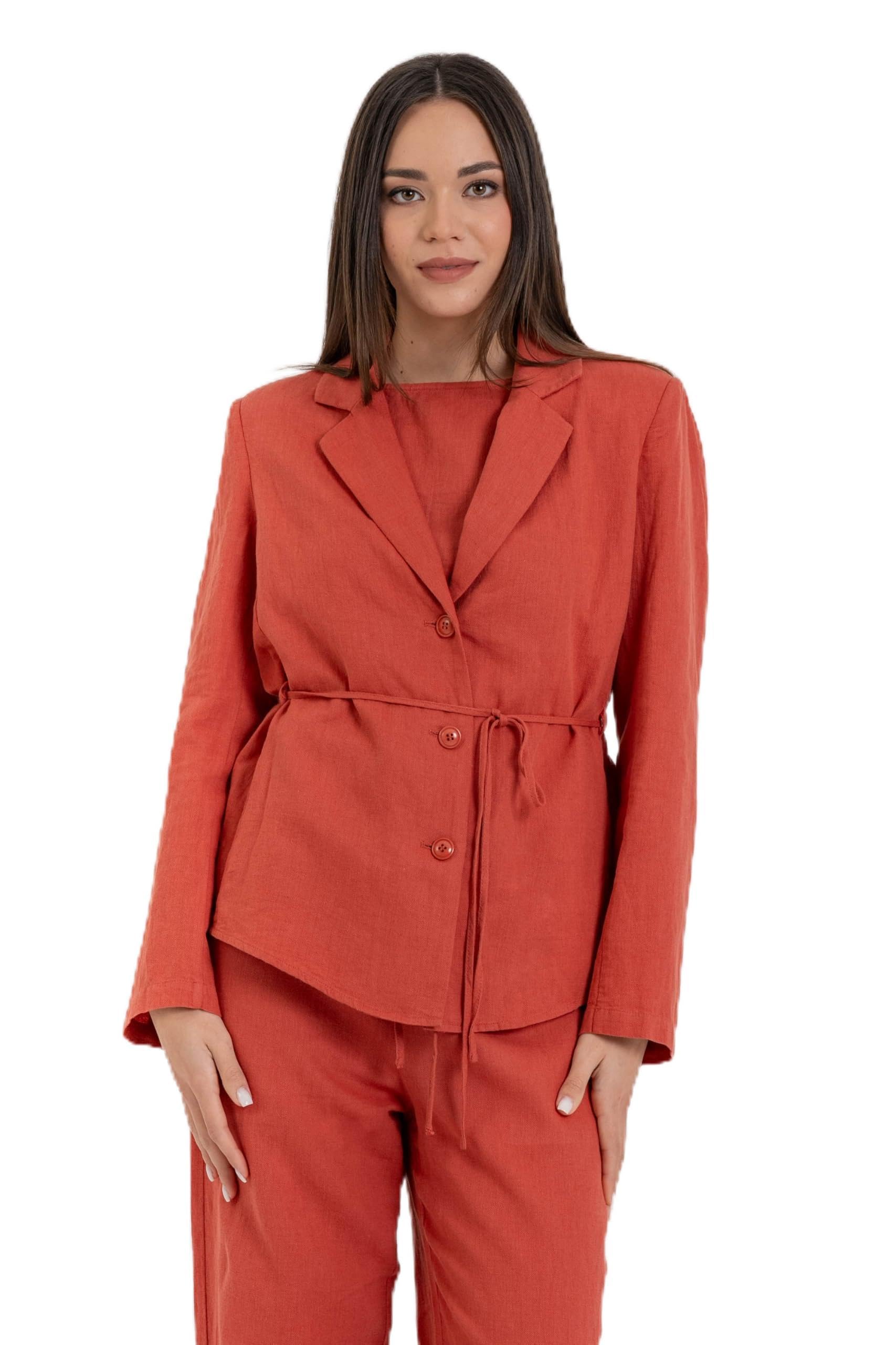 Kocca - Giacca Blazer da Donna in Lino e Cotone con Cintura Donna, Modello: P26RGC9105ABUN0000