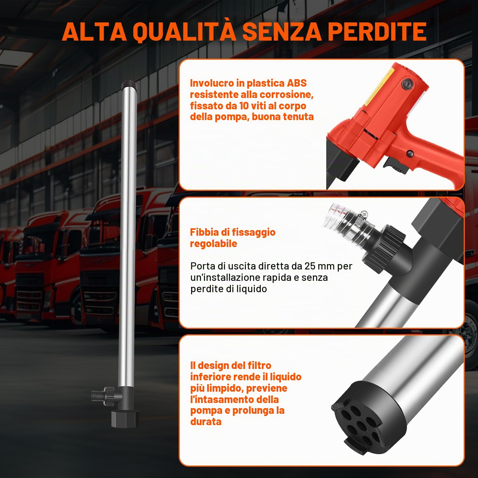 Pompa di trasferimento carburante elettrica 220V Pompa di trasferimento liquidi multifunzionale 1980W Include tubo in acciaio inossidabile da 91cm + tubo flessibile da 2M，per diesel,acqua, cherosene