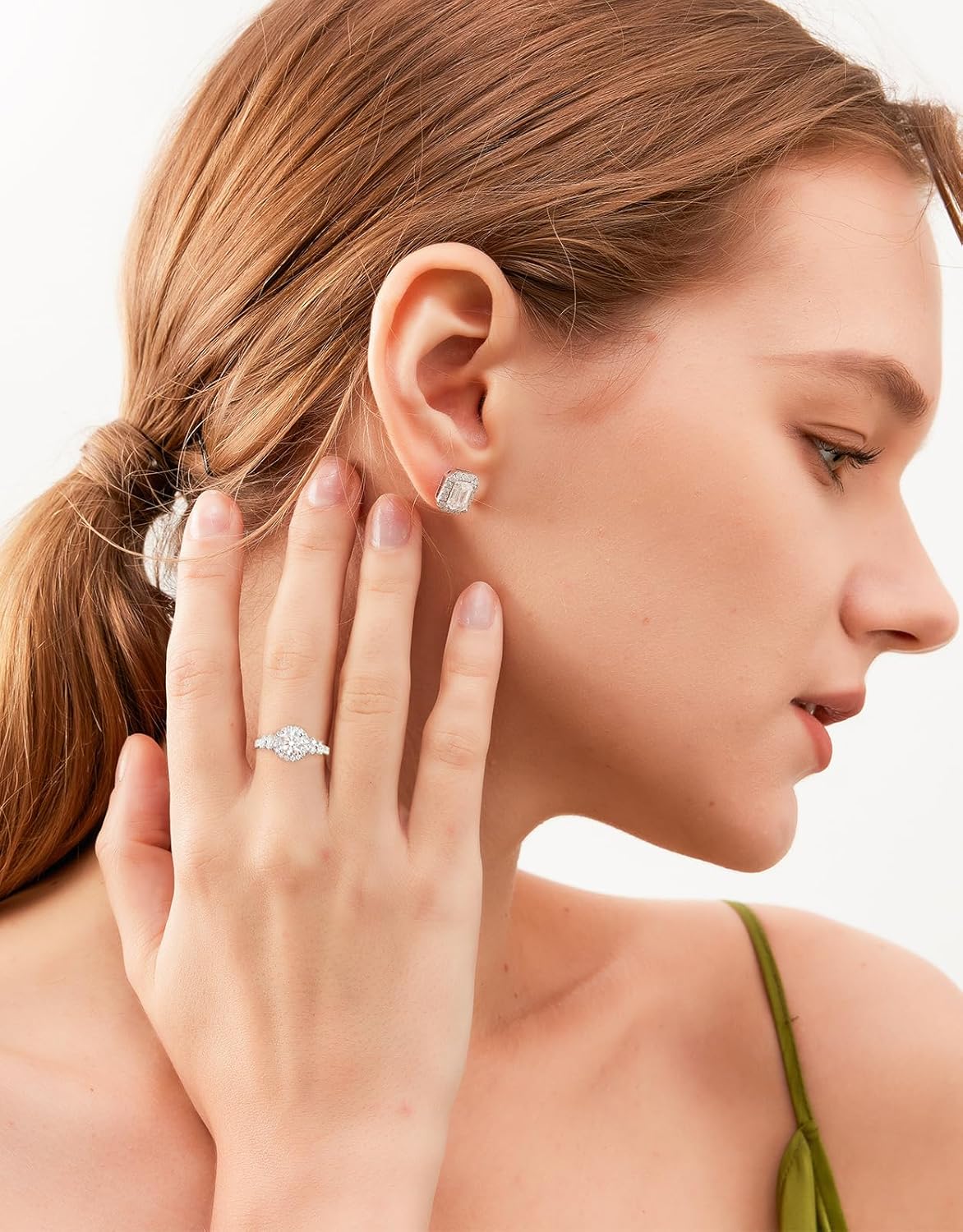 Moissanite Engagement Rings for Women, D Color VVS1 Lab Created Simulated Diamond Moissanite Rings for Women S925 Sterling Silver with 18K White Gold Plated Wedding Rings - Image 2