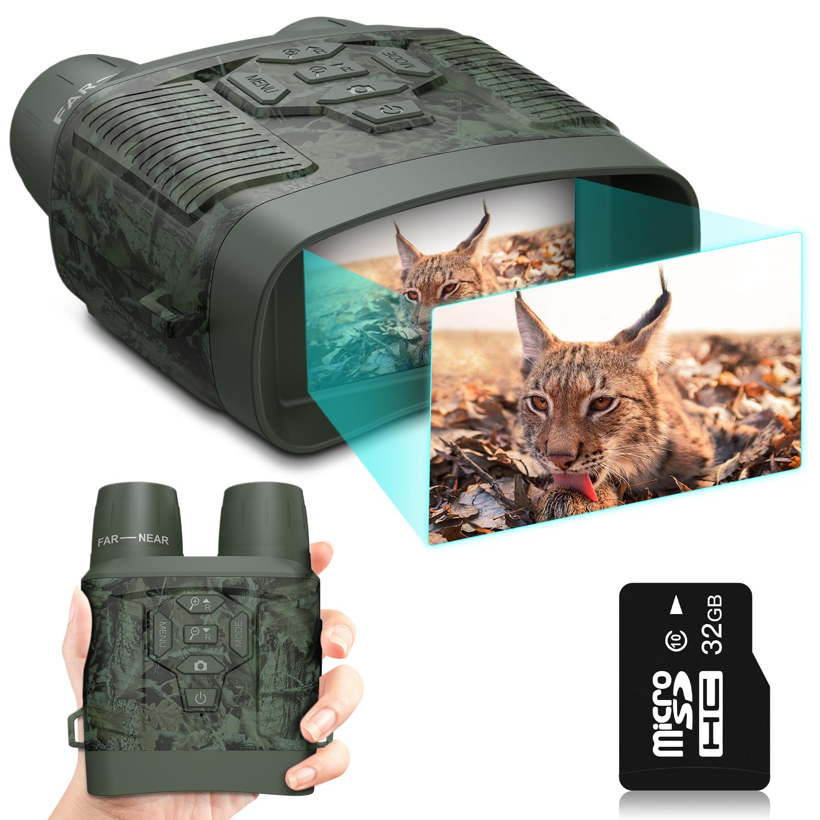 Night Vision Goggles 4K, Cozion HD Digital Infrared Night Vision Binoculars, 5X Digital Zoom 3" HD LCD 7-Brightness Level 300m Range in 100% Darkness for Birdwatching Camping with 32GB Card