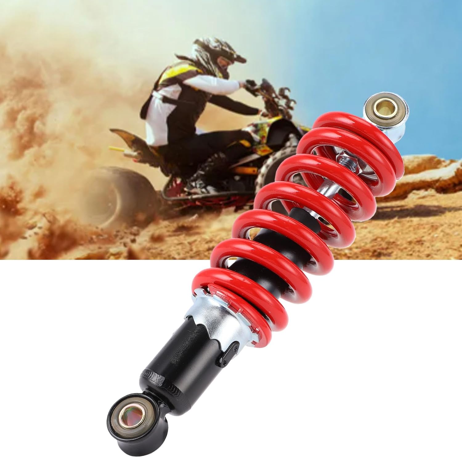 POCREATION Shock Absorber, 230mm/9.06in Adjustable Damping Suspension Spring Red for Four Wheel off Road Motorcycles ATVs