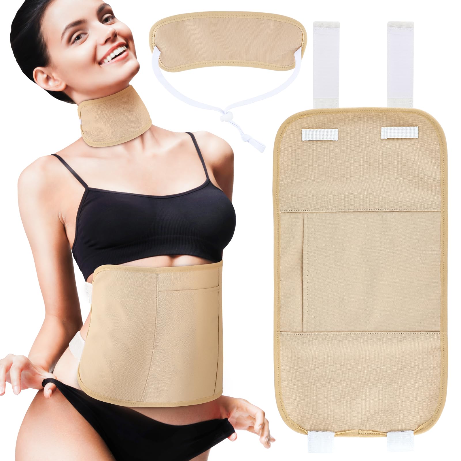 Castor Oil Packs for Liver Detox Reusable Castor Oil Pack Wrap Less Mess Set Adjustable Anti Oil Leak Organic Castor Oil Packs for Waist and Thyroid Neck (Oil NOT Included)