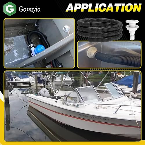 Miniatura 6 de Kit de plomería de manguera de bomba de sentina de 1-18 pulgadas, 6 pies, abrazaderas de manguera a través del casco con válvula de retención para