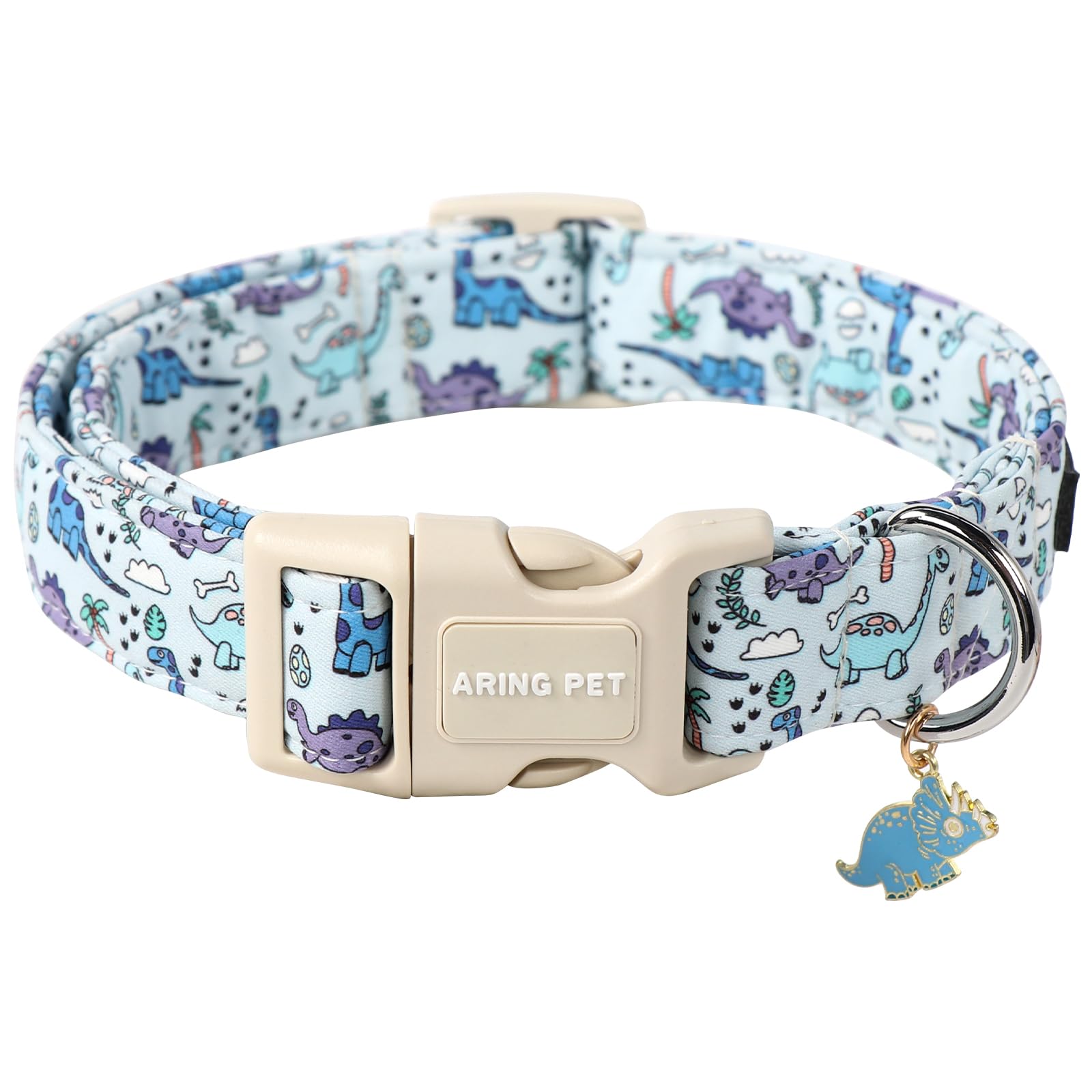 ARING PET Dinosaur Dog Collar-Cute Dog Collar for Small Dogs, Adjustable Dinosaur Print Pet Collars Puppy Collar for Small Medium Large Dogs
