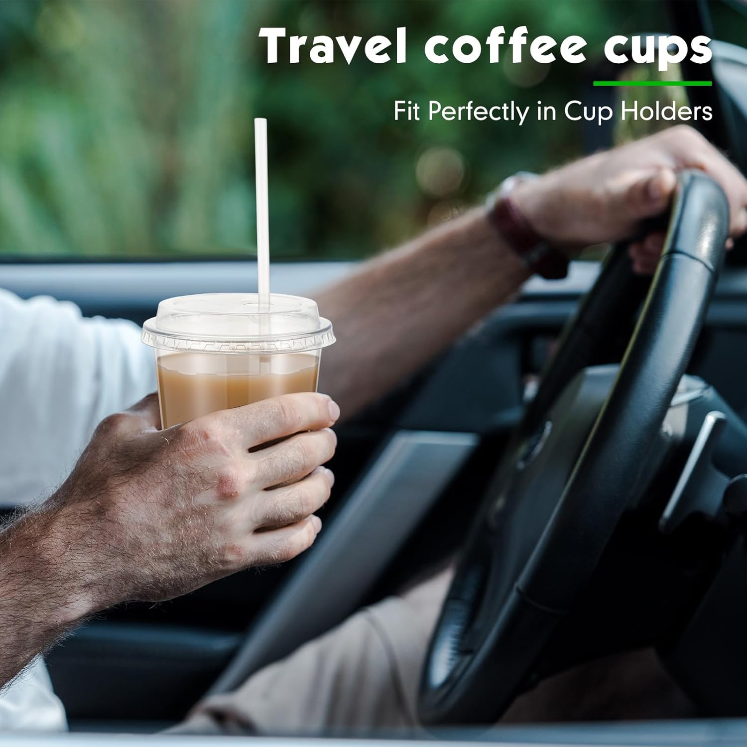 50 Sets Crystal Plastic Cups with Lids and Straws, Disposable Iced Coffee Cups Bulk PET for Wine, Cocktail, Smoothie, Milkshake, Cold Drinks, Juice, Wedding, Birthday, Coffee Shop, Party(14oz) - Image 6