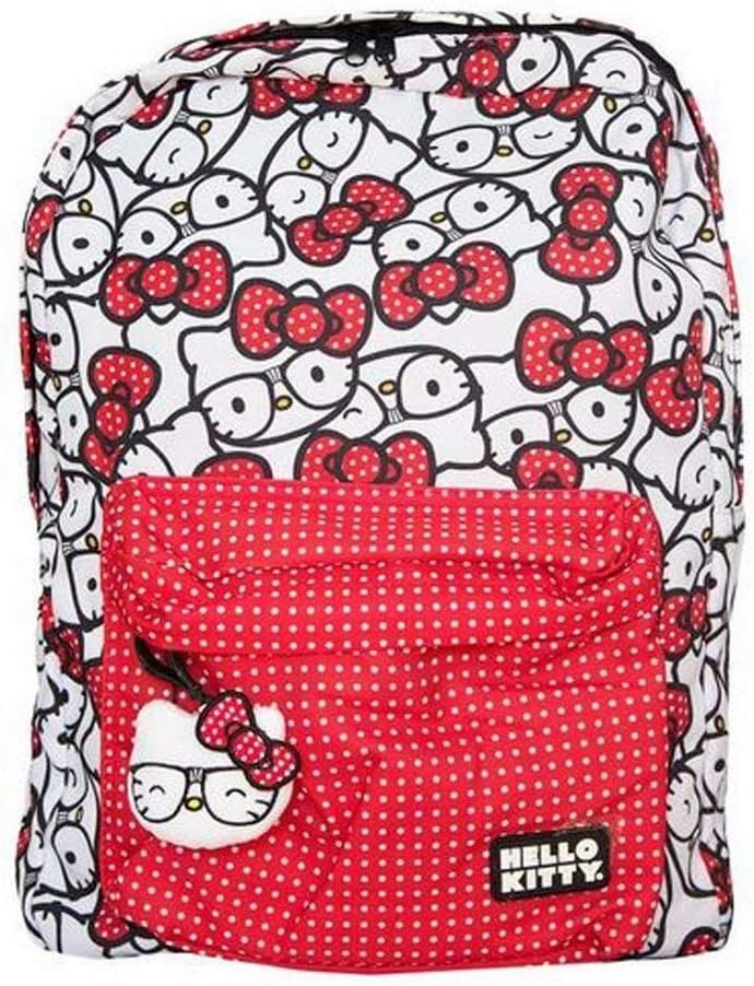 Loungefly x Hello Kitty Nerd Polka Dot Backpack (White/Red Polka Dot, One Size)
