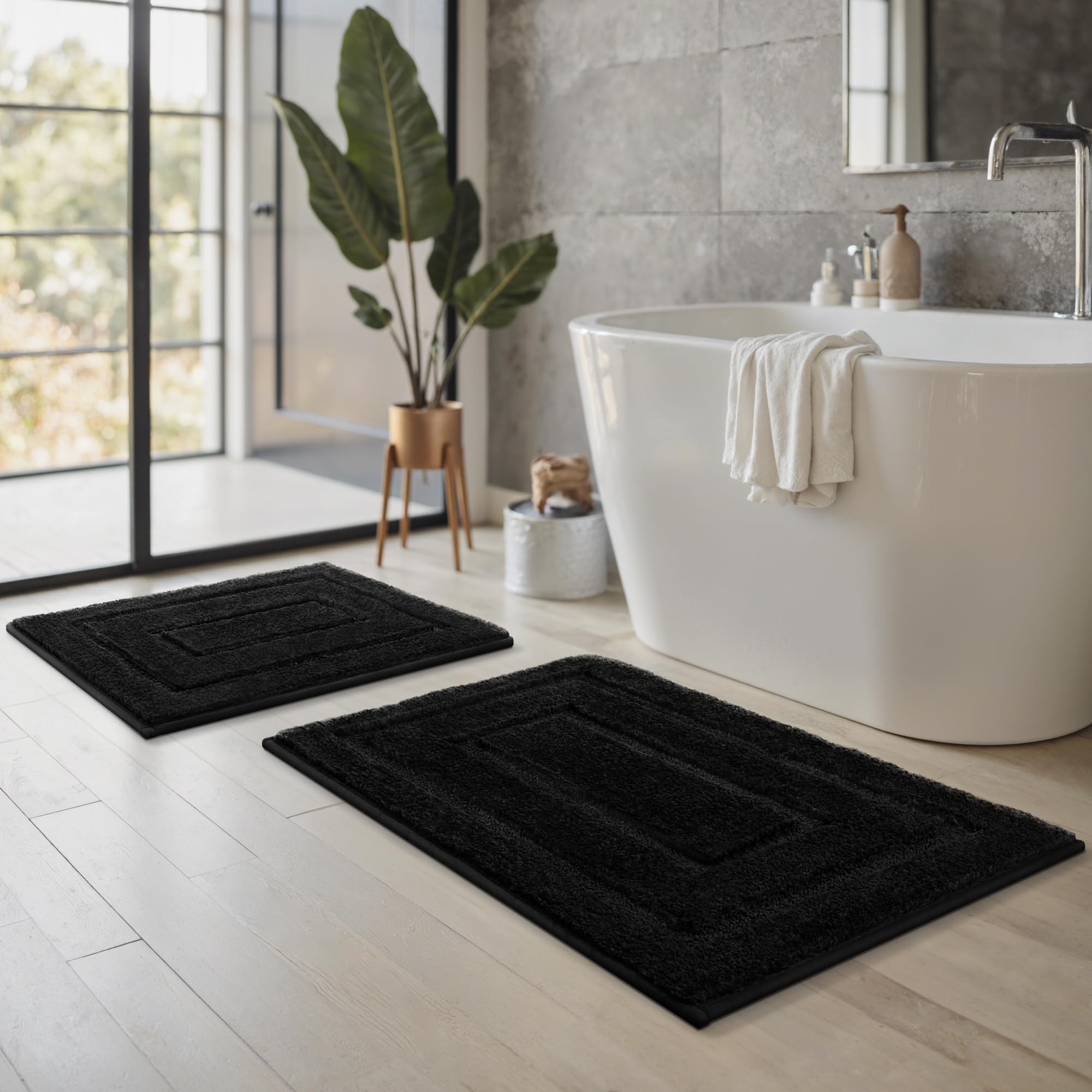 GRANNY SAYS Set di Tappeti da Bagno 2 Pezzi, Tappeti da Bagno Morbidi per Bagno, Tappeti da Bagno Antiscivolo Lavabili, Tappeto da Bagno Assorbente per Vasca, Doccia e WC, Set di Tappetini da Bagno