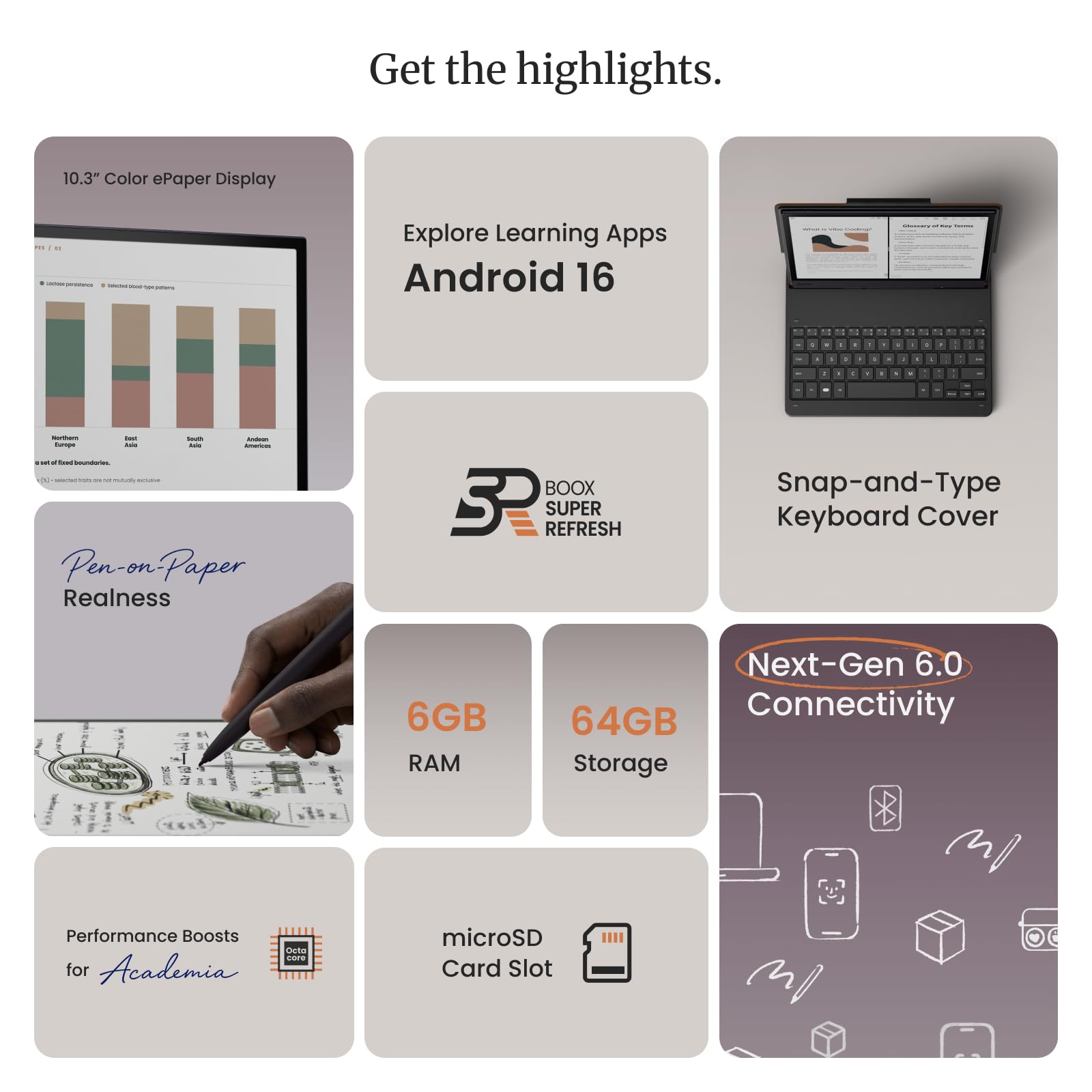 BOOX Note Air6 C Groupée 10,3" ePaper Tablette Couleur Android 16 Éclairage