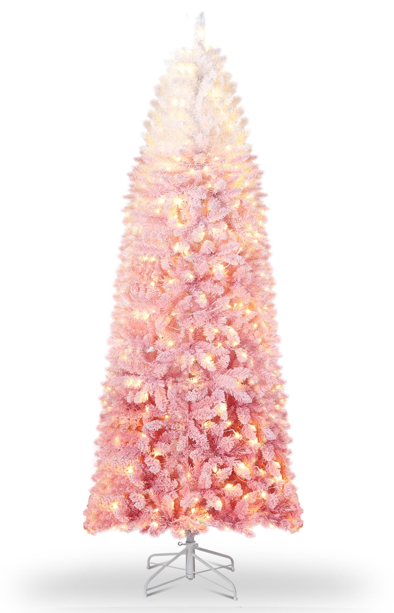 180cm Künstlicher Weihnachtsbaum mit 230 LED-Leuchte,610+ Tannennadel， Rosa Gradienten Tannenbaum Groß,Christmas tree für Weihnachten Dekoration, Wohnzimmer, Eingang, Weihnachtsbäume Faltbarem Ständer