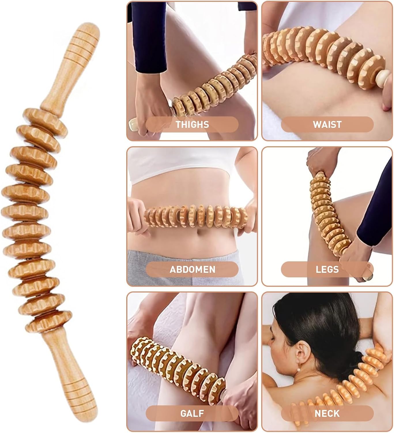 Wood Therapy Massage Tools 4-in-1 Lymphatic Drainage Massage Maderoterapia Kit Wooden Massager Body Sculpting Tools for Muscle Pain Relief, Anti-Cellulite Body Shaping - Image 4